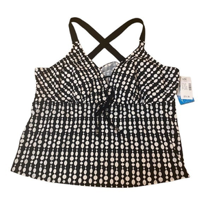 Contour Beach Scene 26W Swimsuit Black White Womens Swim Tankini Top‎ NWT
